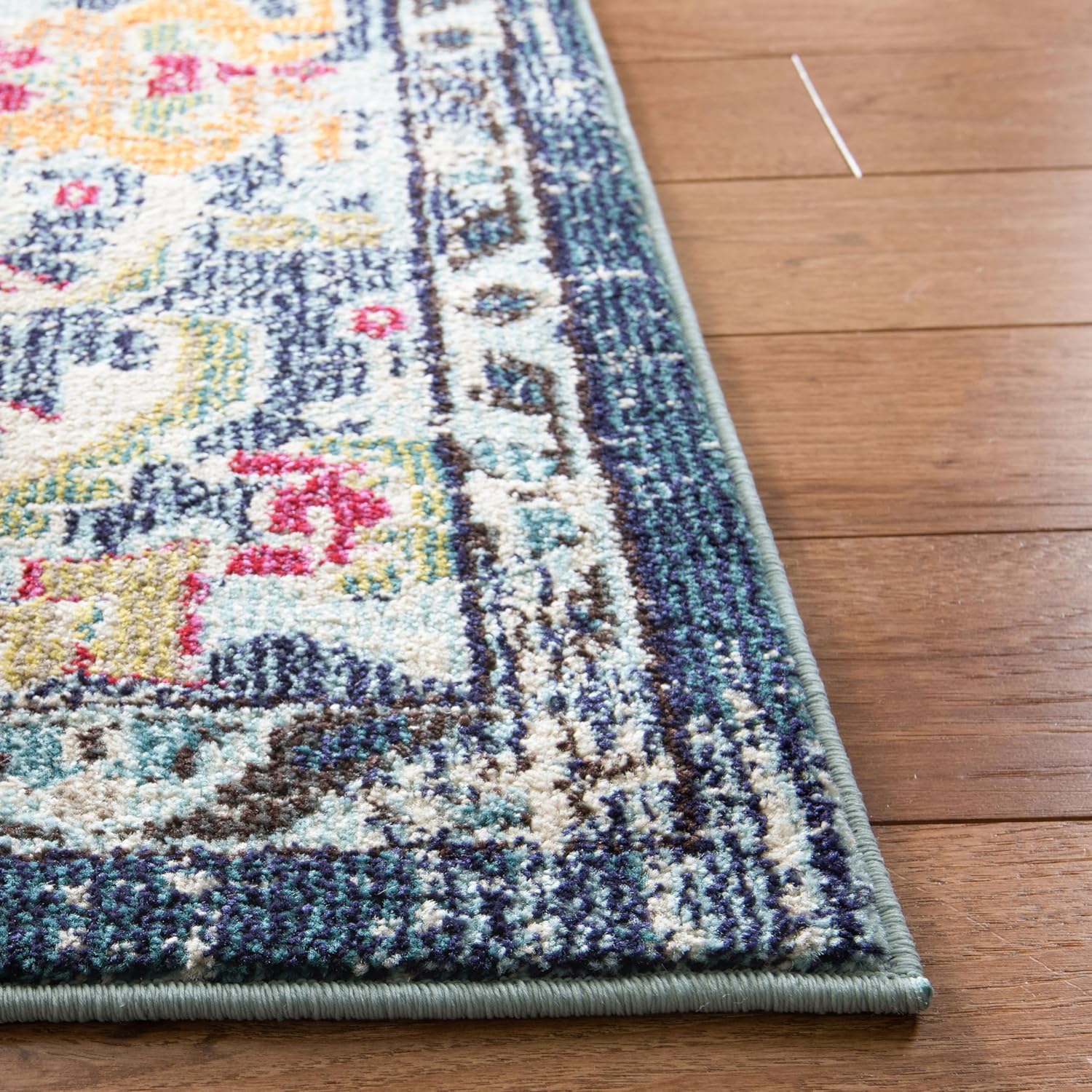 SAFAVIEH Monaco Collection Area Rug - 12' Square, Navy & Light Blue, Non-Shedding & Easy to Clean, Distressed Medallion Design, Ideal for Living Room, Bedroom, Dining Space (MNC243N)