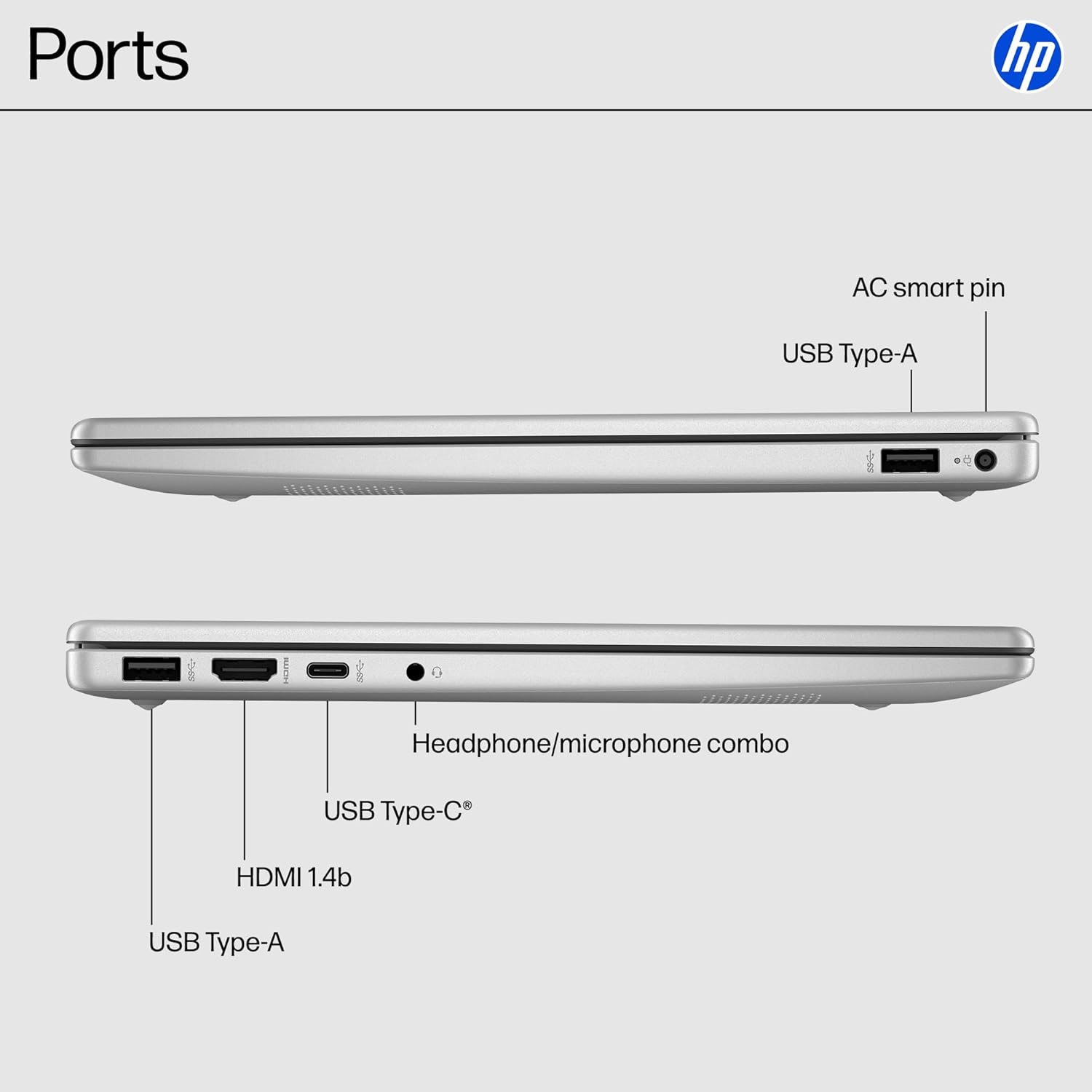 HP 14 inch Laptop  HD Display  Intel Core i3-N305  8 GB RAM  256 GB SSD  Intel UHD Graphics  Windows 11 Home in S Mode  Natural Silver  14-ep0299nr