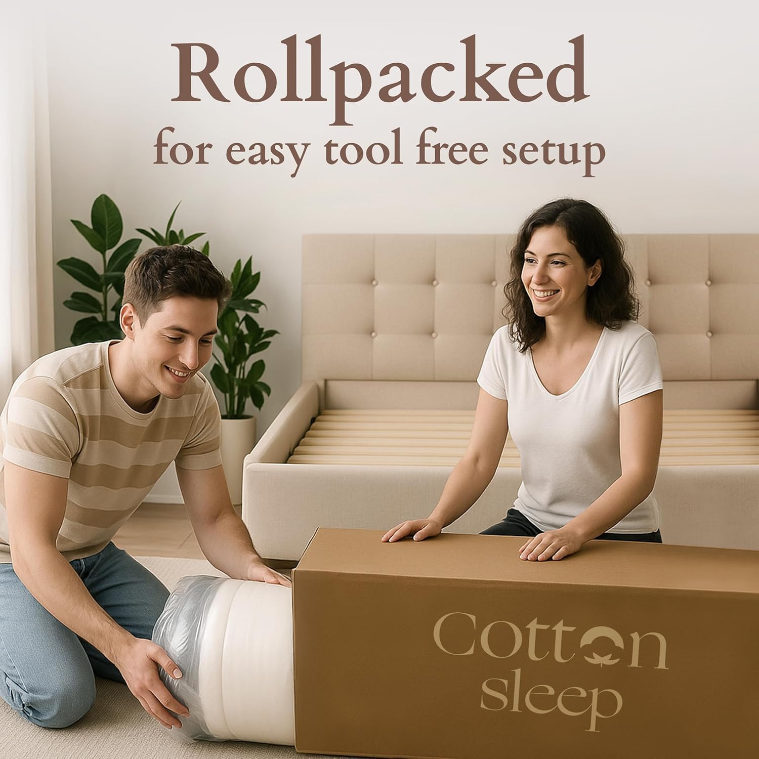 CottonSleep All Natural Mattress (100% Organic Cotton, Wool, & GOTS Latex, Made in The USA) Non Toxic, Fiberglass Free Hybrid Pocket Coil and Plush Foam Bed in A Box Medium Soft - Queen, 13"