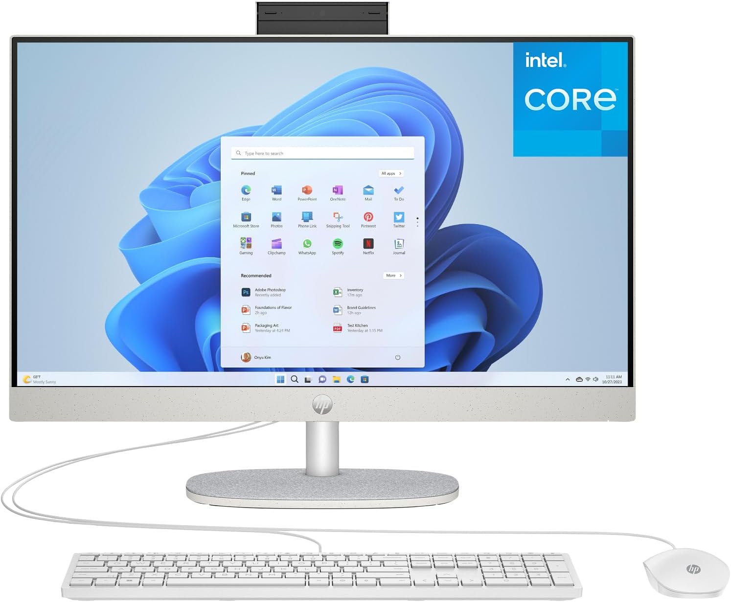 HP 24 Touchscreen All-in-One Desktop Computer for Home and School  Intel Processor  23.8" FHD Display  16GB DDR4 RAM  1TB PCIe SSD  WiFi 6  Bluetooth 5.3  Business AIO  White