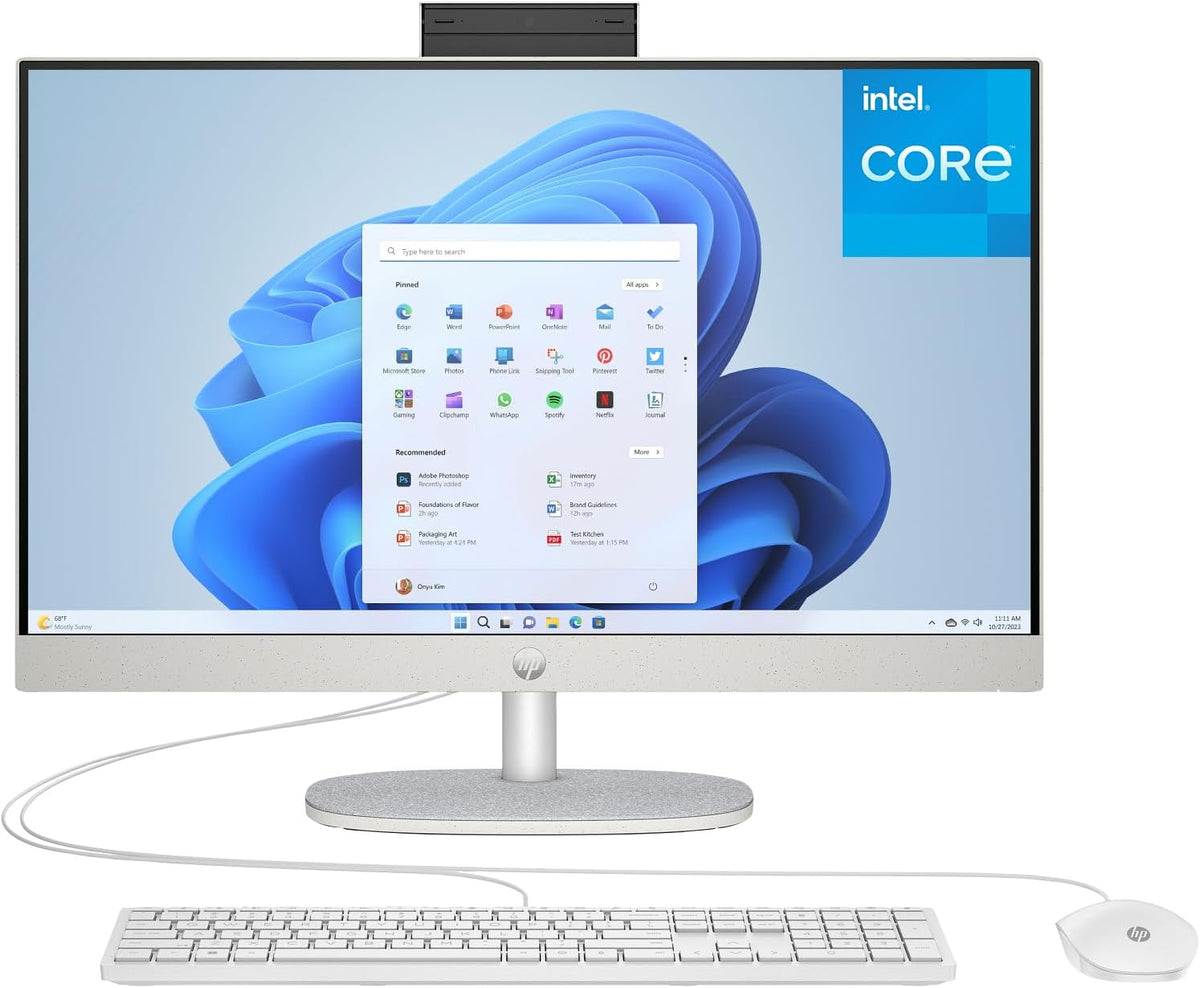 HP 24 Touchscreen All-in-One Desktop Computer for Home and School  Intel Processor  23.8" FHD Display  16GB DDR4 RAM  1TB PCIe SSD  WiFi 6  Bluetooth 5.3  Business AIO  White