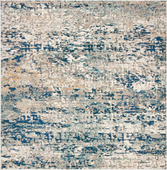 SAFAVIEH Madison Collection Area Rug - 12' Square, Grey & Blue, Modern Abstract Design, Non-Shedding & Easy Care, Ideal for High Traffic Areas in Living Room, Bedroom (MAD460K)