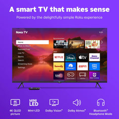 Roku Smart TV – 55-Inch Plus Series  Mini-LED TV – RokuTV with Enhanced Voice Remote – Flat Screen 4K QLED Television with Dolby Vision & Wi-Fi for Streaming Live Local News  Sports
