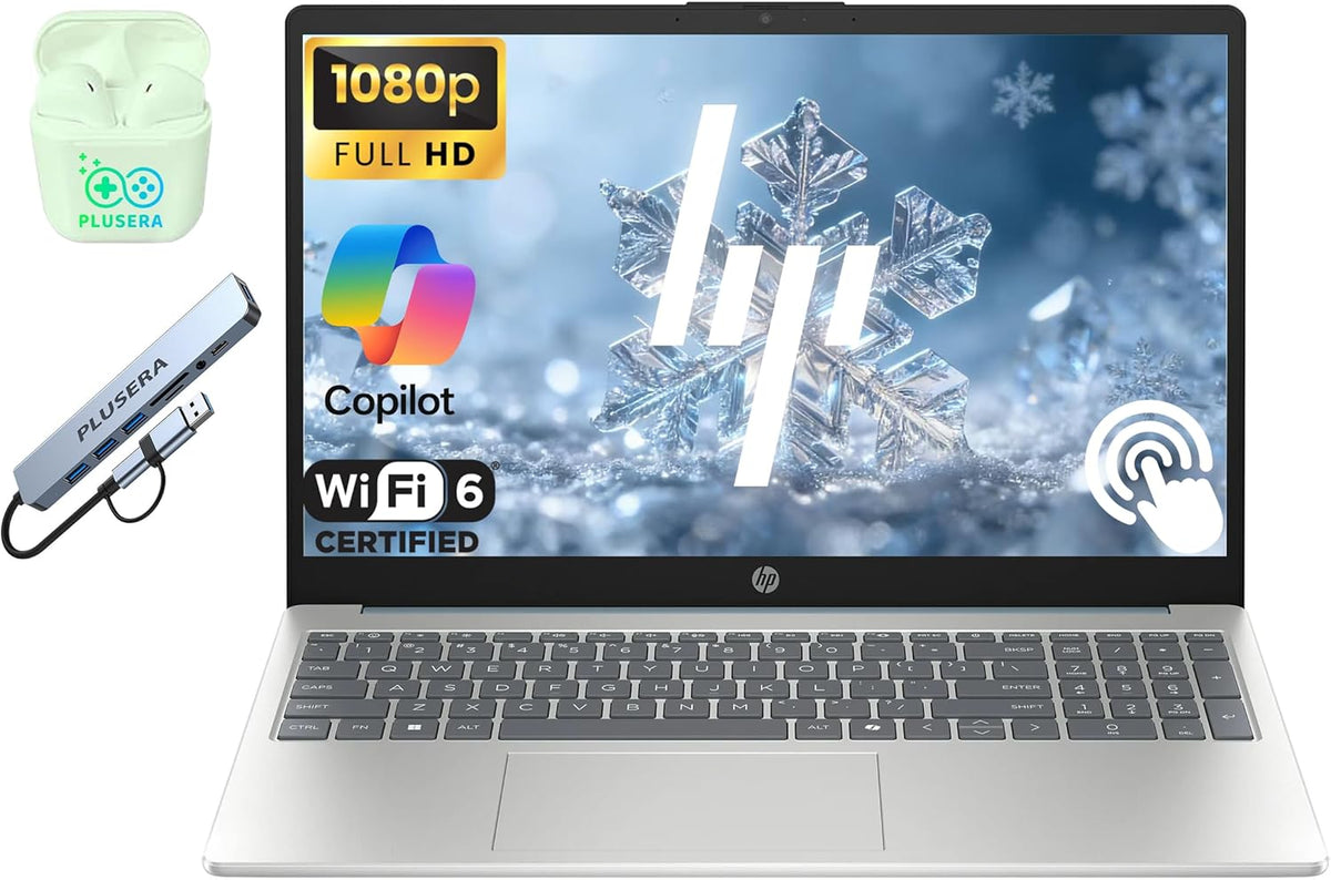 HP 15.6" FHD Touchscreen Business Laptop Computer  Windows 11 Laptop 32GB RAM 1TB SSD  8-Core Intel i3-N305 Processor  Copilot AI Ready  PLUSERA Earphones & 8-in-1 Hub Included  Moonlight Blue