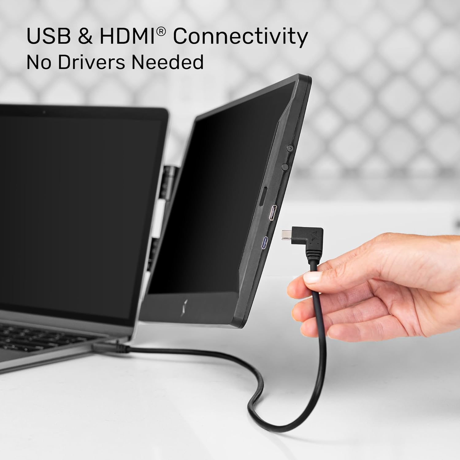SideTrak Swivel 14" Attachable Portable Monitor Extender  FHD TFT Laptop Dual Screen with Kickstand + Unique Swivel Hinge  Compatible with Mac  PC  Chrome  Powered by USB/Mini HDMI Port (Black)