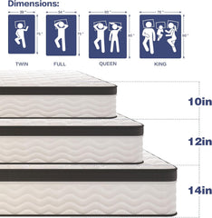 King Size Mattress, Medium Firm Memory Foam & Pocket Spring Hybrid Mattress,12 Inch King Size Mattress in a Box,CertiPUR-US Certified Safe Materials,Ideal for All Sleep Positions,76x80 Inches