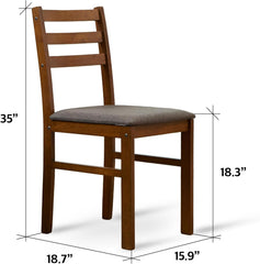 Livinia Seattle 5-Piece Wooden Dining Table Set for 4, Modern Farmhouse Kitchen Dining Room Set with Solid Wood Ladder Back Chairs for Small Space (Antique)