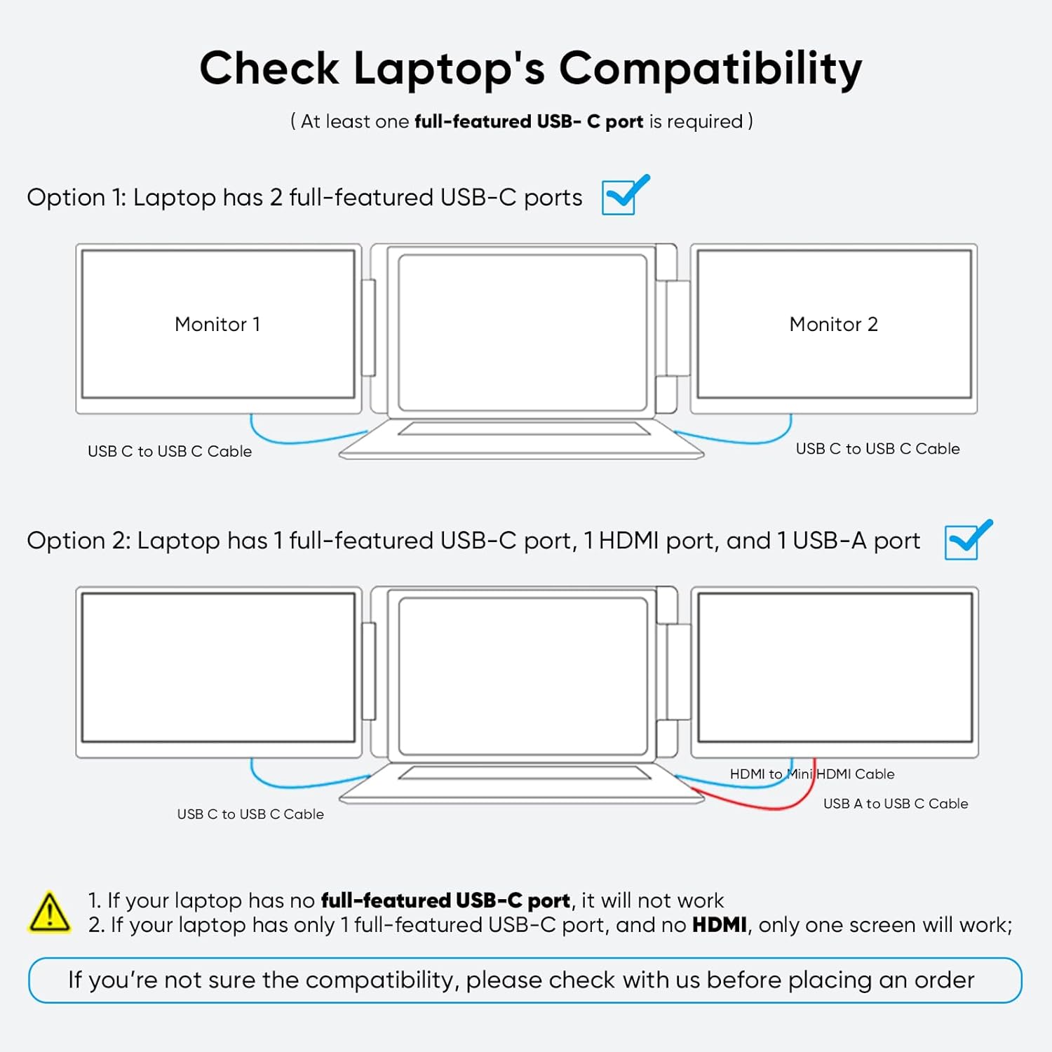 LXU Laptop Screen Extender  15.6" FHD 1080P IPS Laptop Monitor Extender Triple Screens  Portable Monitor for Laptops 12~17.3 inch  Plug n Play Extended Monitor for MacBooks(NOT M1 M2 M3)/Windows