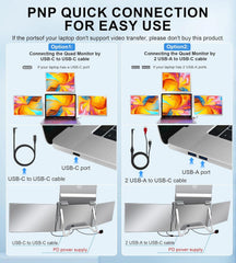 FOPO 16" Laptop Screen Extender Monitor Portable  Quad Monitor  Just 1 Cable for 3 Screens  FHD 1200P IPS Laptop Extender Compatible with Wins/Mac for 13.6" - 18.5" Laptops