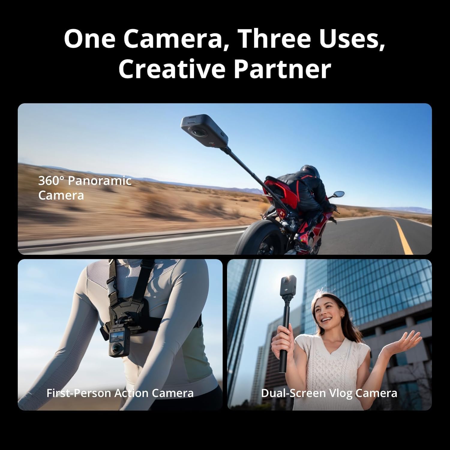 DJI Osmo 360 Third-Person Helmet Combo  360 Camera with 1-Inch 360° Imaging  Native 8K 360° Video  4K/120fps & 170° Boost Video  Third-Person POV Helmet Mount Kit  Action Camera for Extreme Sports