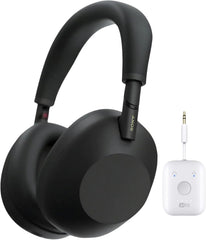 Sony WH-1000XM6 Wireless Noise-Canceling Headphones with QN3 Processor (Black) Bundle with Connect Air in-Flight Bluetooth Wireless Audio Transmitter (2 Items).