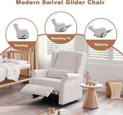 Nursery Swivel Glider Recliner,Rocking Chair Nursery with Footrest,Rocking Recliner Chair for Nursery,Glider Rocker Recliner for Living Room & Bedroom,Beige