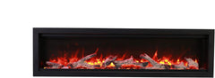 Amantii SYM-88-BESPOKE Symmetry Series Bespoke 88-Inch Built-in Electric Fireplace with Remote  Media  Black Steel Surround