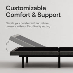 Nectar Premier Adjustable Base - Full - Head & Foot Incline - Wireless Remote with Memory- 3 Massage Settings - 4 USB Ports - Anti-Snore & Zero Gravity