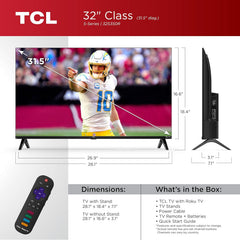 TCL 32-Inch Class S3 1080p LED Smart TV with Roku TV (32S350R  2023 Model)  Compatible with Alexa  Google Assistant  and Apple HomeKit Compatibility  Streaming FHD Television Black
