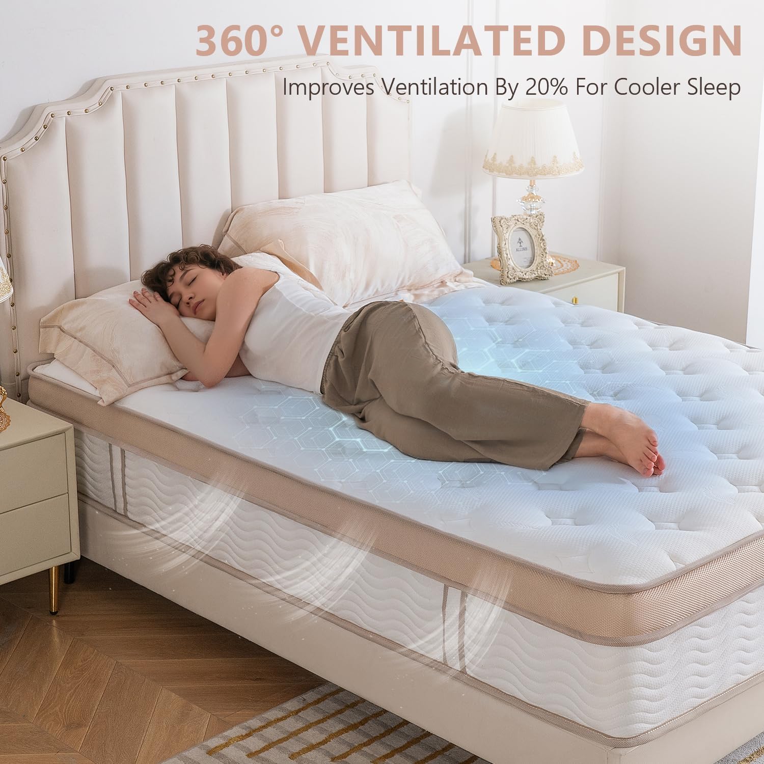 Queen Mattress 12 Inch Plush Soft Hybrid Cooling Breathable Memory Foam and Pocket Spring Bed, Pressure Relief, Zoned Support, Back Pain Relief, Fiberglass Free CertiPUR-US Certified