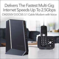 NETGEAR Nighthawk Multi-Gig Cable Modem for Xfinity Voice (CM2050V) – for Cable Plans up to 2.5Gbps - DOCSIS 3.1-2 Phone Lines