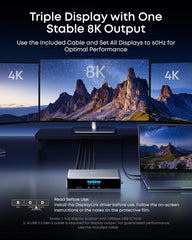 Anker Prime Docking Station (DL7400)  14-Port Triple Display with DisplayLink  140W Max  Smart Display  Triple 4K 60Hz  Cooling Fan  for macOS and Windows (The Latest DisplayLink Driver Required)