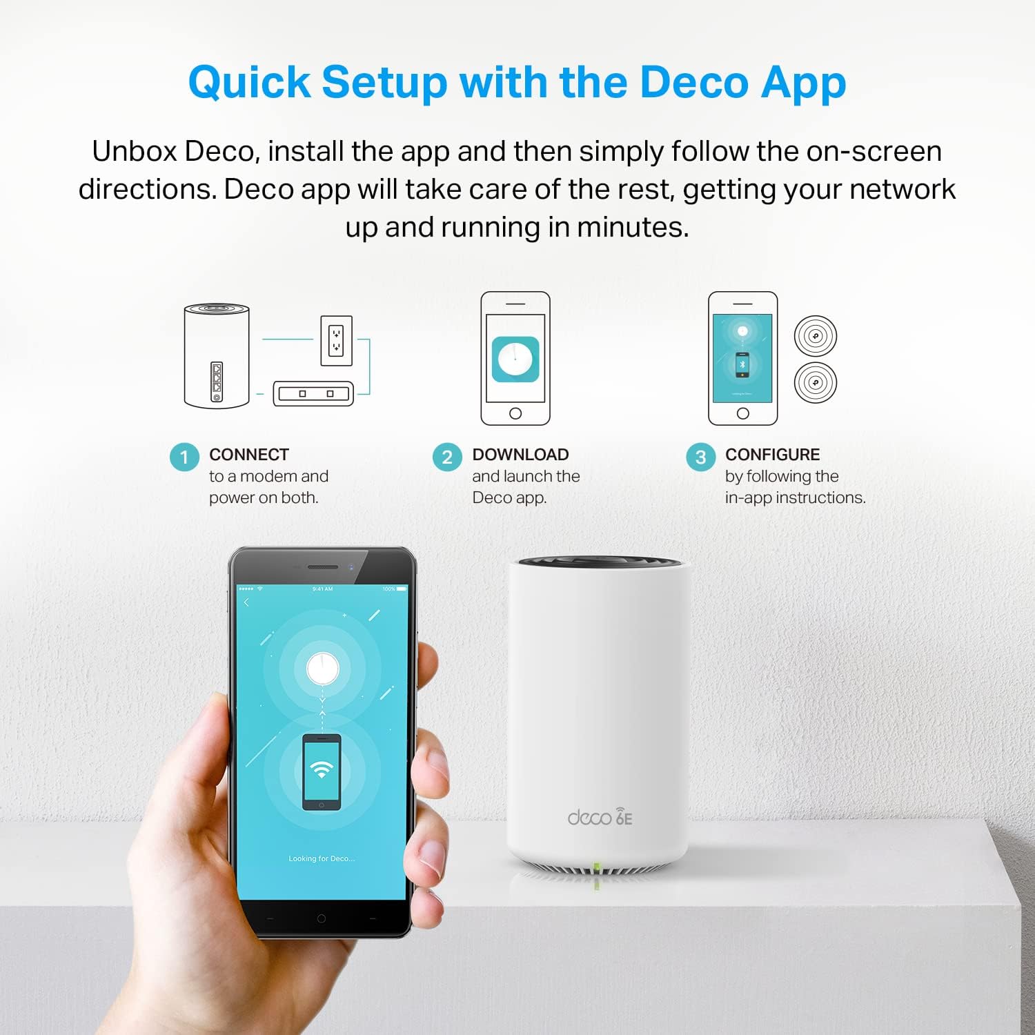 TP-Link Deco XE75 Pro AXE5400 Tri-Band WiFi 6E Mesh System - 2.5G WAN/LAN Port  Covers up to 7200 Sq.Ft  Replaces WiFi Router and Extender  AI-Driven Mesh  6GHz Band  3-Pack