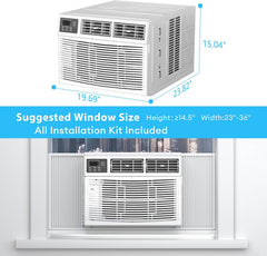 8,000 BTU Smart Window Air Conditioner with Heater, 4-in-1 Unit Cools Rooms up to 350 Sq.Ft, APP & Remote Control, Dehumidifier & Fan Mode, Easy Install Kit Included