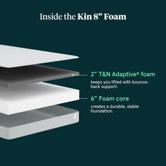 Kin By Tuft & Needle Firm 8" Twin Adaptive Foam Mattress in a Box, Cooling Pressure Relief, Balanced Support, 100 Night Trial, Fiberglass-Free, CertiPUR-US, 10-Year Limited Warranty