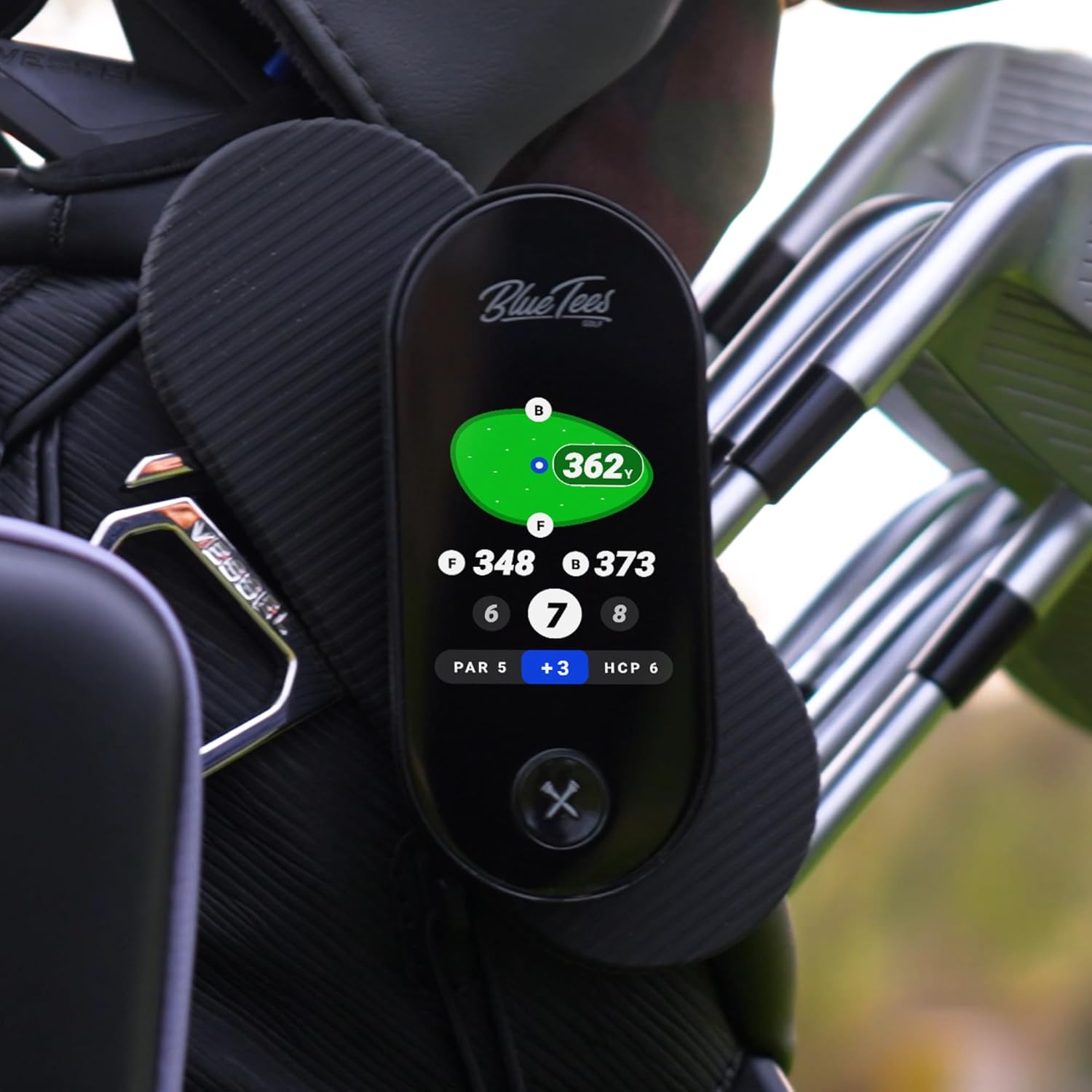 Blue Tees Golf Ringer - Magnetic Golf GPS Handheld  Touch Screen Display  Water Resistant Golf Distance Range Finder  40 000+ Preloaded Courses  10+ Hours Battery  Built-in Magnetic Strip
