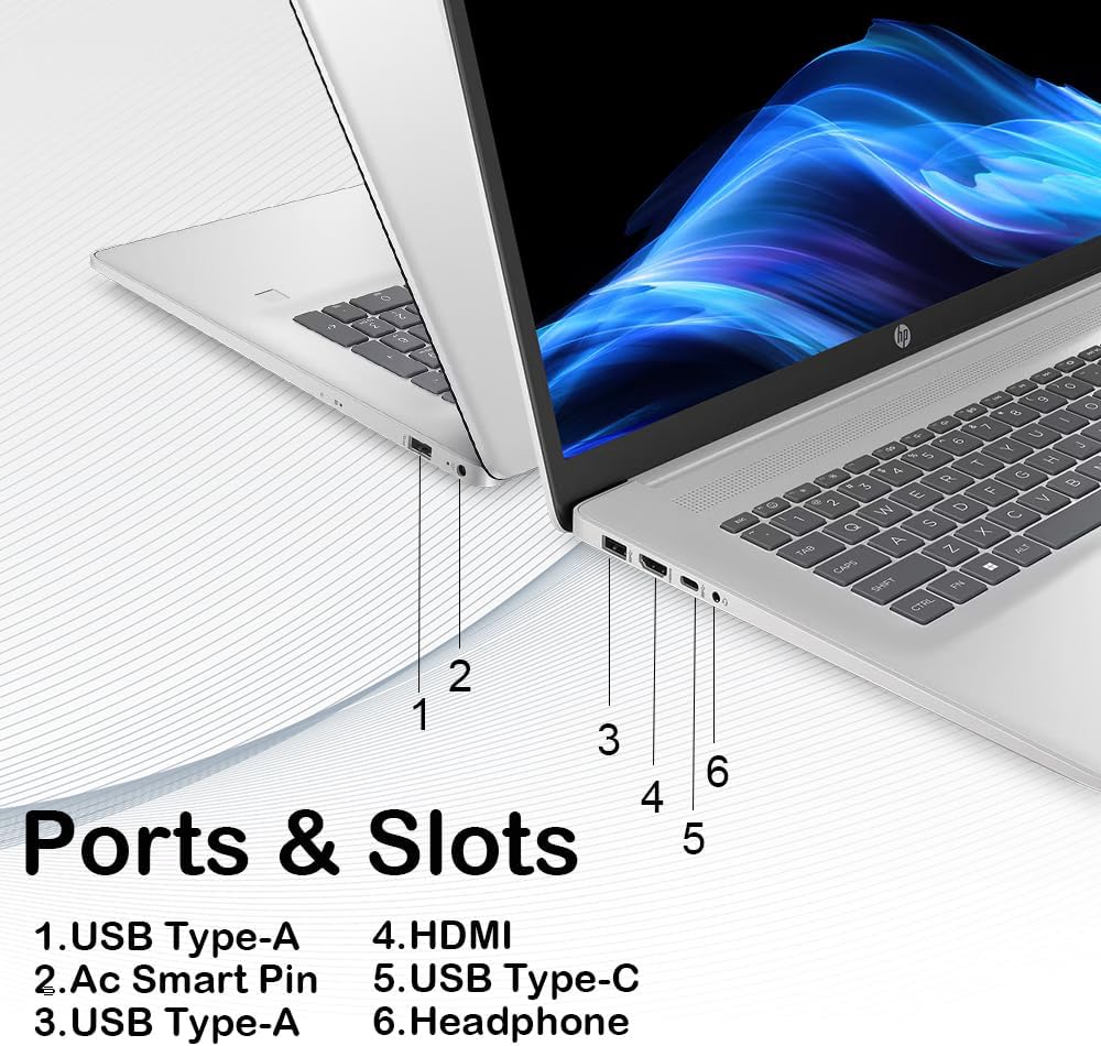 HP 17.3’’ Touchscreen Laptop Computer-Windows 11 Pro for Business & Home Use  8-Cores Intel i3-N305  32GB RAM  128GB eMMC+1TB PCIe M.2 SSD  720 HD Webcam  HDMI  Num Pad  Wi-Fi 6  1 Year Office 365