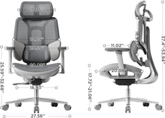 Hbada E3 Air Ergonomic Office Chair, Big and Tall Office Chair - with 3-Zone Dynamic Lumbar Support, 3D Adjustable Headrest, 3D Adjustable Armrests, Swivel, Grey(No Footrest)