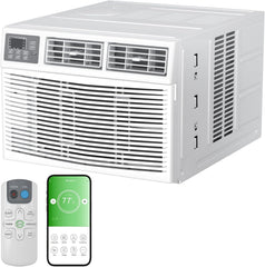 8,000 BTU Smart Window Air Conditioner with Heater, 4-in-1 Unit Cools Rooms up to 350 Sq.Ft, APP & Remote Control, Dehumidifier & Fan Mode, Easy Install Kit Included