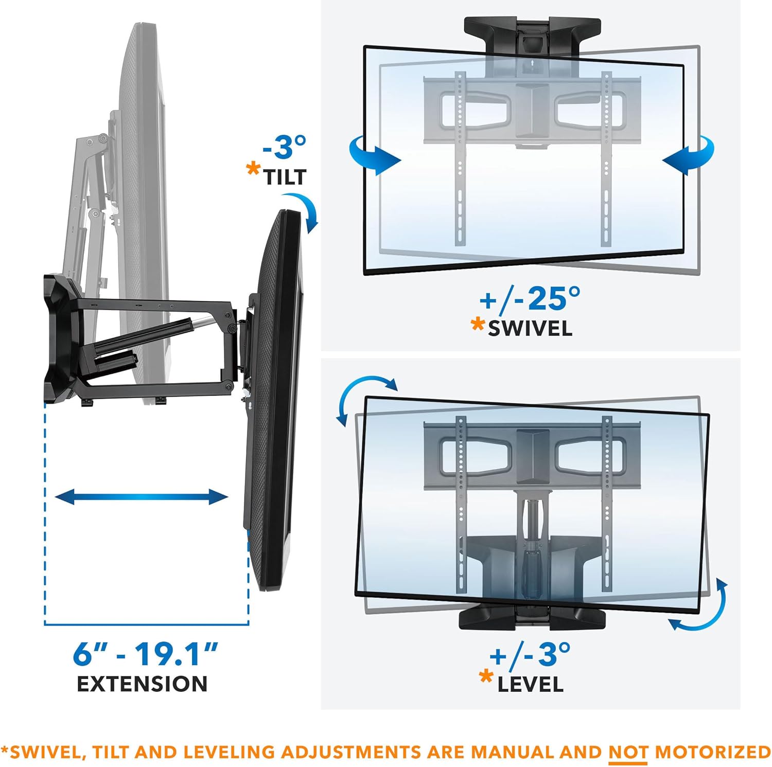 MOUNT-IT! Motorized Fireplace TV Wall Mount | Remote Control Electric Pull Down Mantel Mounting Bracket  Up to 77 Lbs Weight Capacity  Height Adjustable  Swivel  VESA 600x400 Compatible