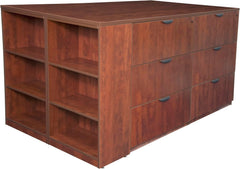 Regency Legacy Stand Up Storage Cabinet/ 3 Lateral File Quad with Bookcase End- Cherry