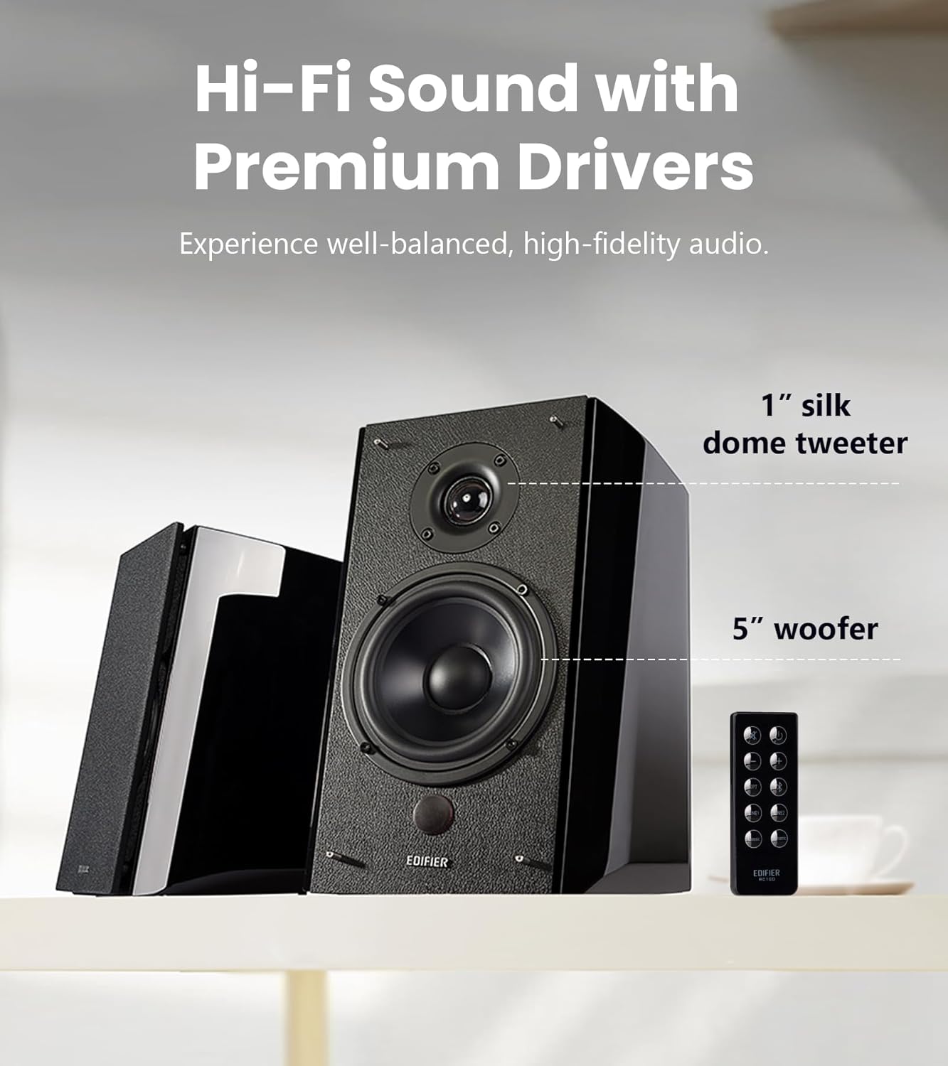 Edifier R2000DB Powered Bluetooth Bookshelf Speakers - Near-Field Studio Monitors - Optical Input - 120 Watts RMS (Black)