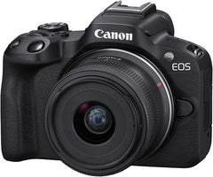 Canon EOS R50 Mirrorless Camera RF-S18-45mm F4.5-6.3 is STM Lens Kit  24.2 Megapixel CMOS (APS-C) Sensor  4K Video  Hybrid Camera  Photo and Video  Vlogging  Content Creator  RF Mount  Black