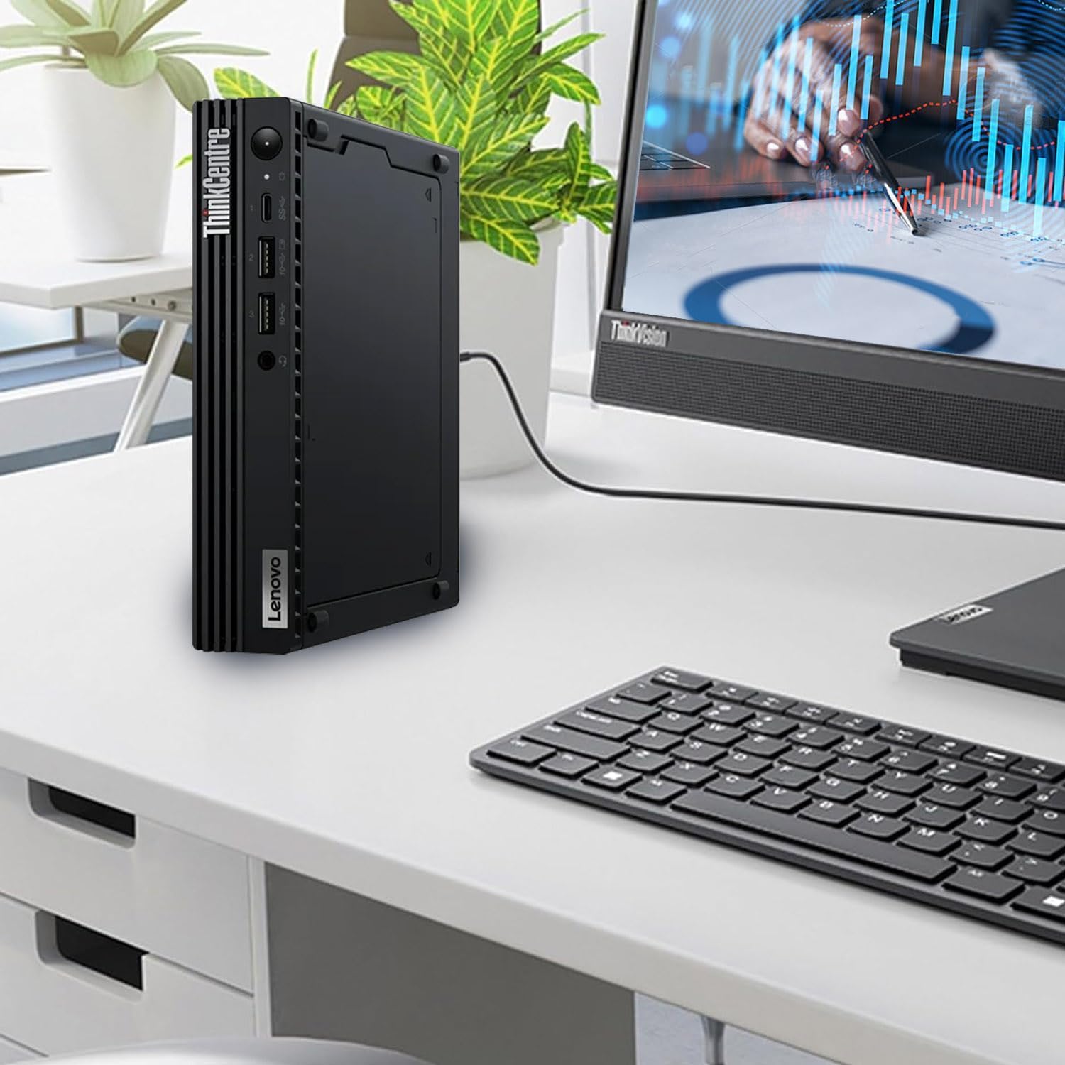 Lenovo ThinkCentre M70q Gen 4 MFF 1L Tiny Mini Business Desktop Computer  32GB DDR5  1TB PCIe SSD  Intel 10-Core i5-13400T (Beat i7-12700T)  WiFi 6  HDMI  DisplayPort  Windows 11 Pro  Vent-Hear