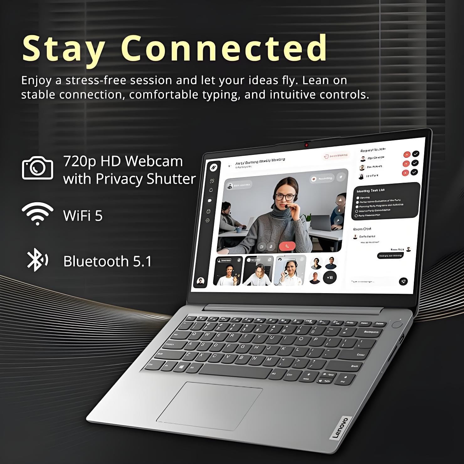 Lenovo IdeaPad Laptop for Students  1-Year Office 365  Intel High Performance CPU  4GB RAM  128GB eMMC  SD-Card Reader  WiFi 6  Windows 11 S  8 in 1 Hub  Type C RJ45 Cable