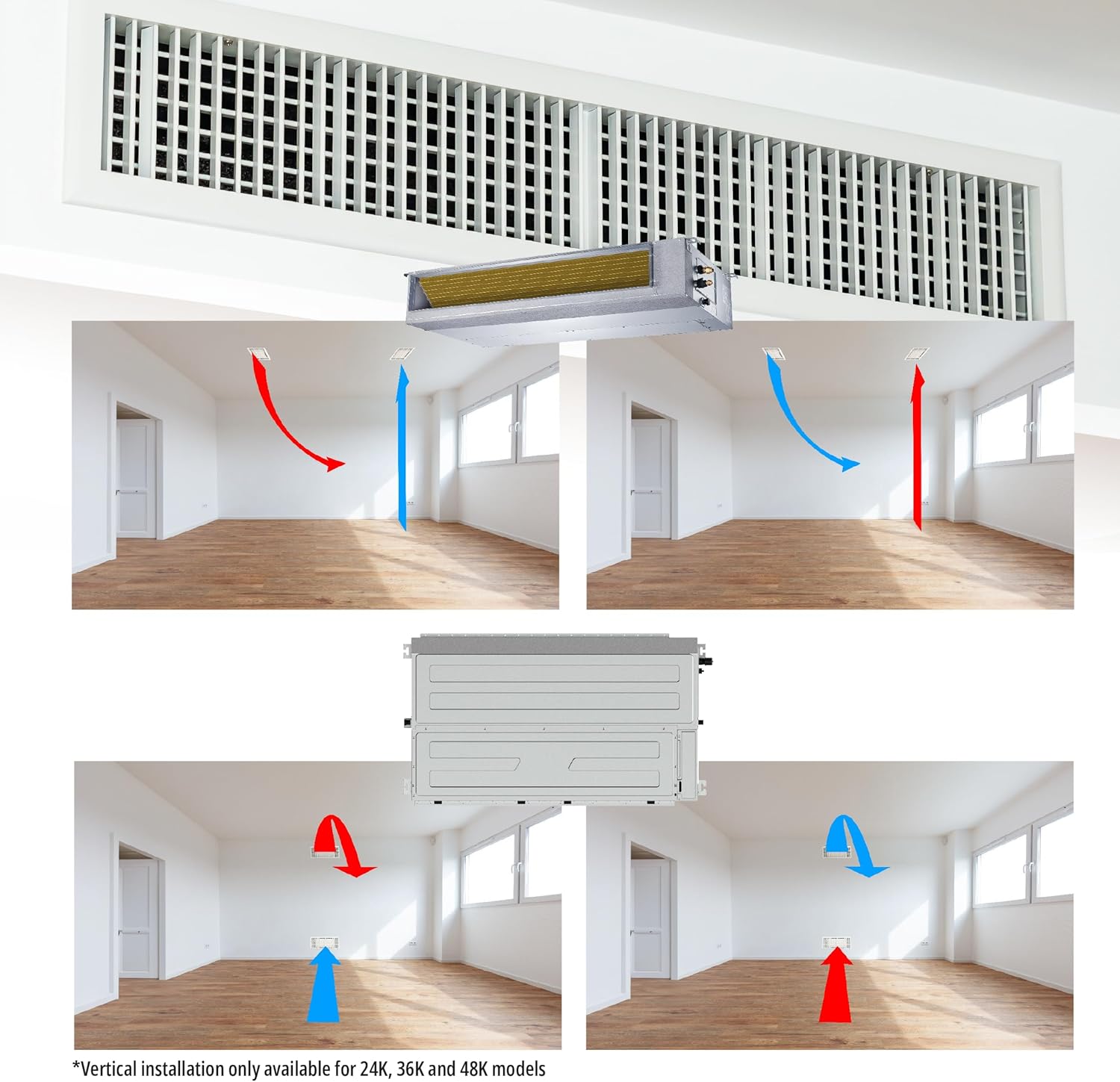 Cooper & Hunter 48,000 BTU 230V Concealed Slim Ducted Mini Split Air Conditioner & Heat Pump – 17.1 SEER2 Inverter System – Includes 25FT Installation Kit – Ducted AC/Heating