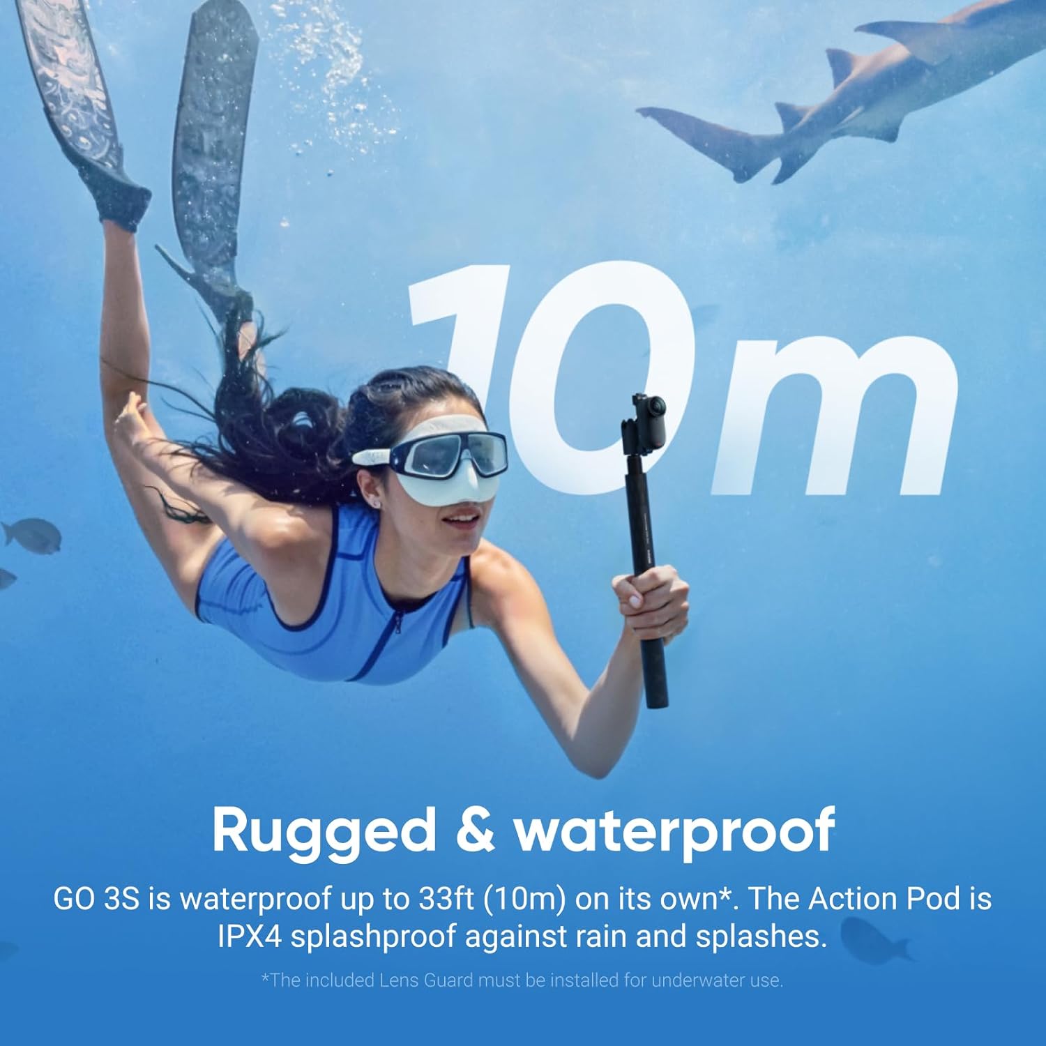 Insta360 GO 3S - 128 GB Black 4K Tiny Portable Vlogging Camera  Hands-Free POVs  Mount Anywhere  Stabilization  140 Min Battery Life  10m Waterproof  Pet POV