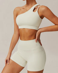 Apricot Cropped One Shoulder Yoga Cami Top