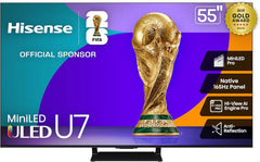 Hisense 55" U7 Mini-LED ULED 4K UHD Best Premium Gaming Google Smart TV (55U75QG  2025 Model) - QLED  Native 165Hz  VRR 288  Up to 3000 Nits  HDR10+  Dolby Vision IQ · Atmos  IMAX Enhanced  2.1.2 Ch