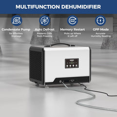 ALORAIR 120 PPD Commercial Dehumidifier with Pump, Crawl Space Dehumidifier for Up to 1,500 Sq. Ft., Portable Industrial Water Damage Unit for Basement, Home, Garage, Attic, 5-Year Limited Warranty