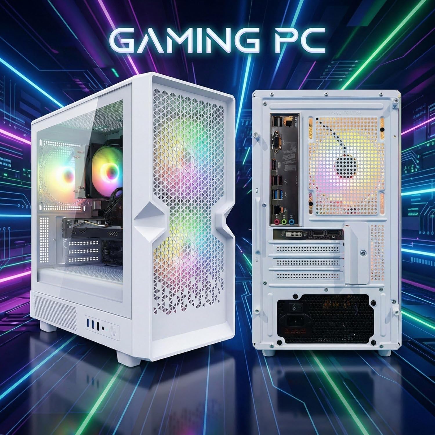 STGAubron Gaming PC Computer Desktop  Radeon RX 580 16G  Intel Core i7 up to 3.9G  16G RAM  512G SSD  WiFi 6  BT 5.0  RGB Fan x3  Windows 11 Home