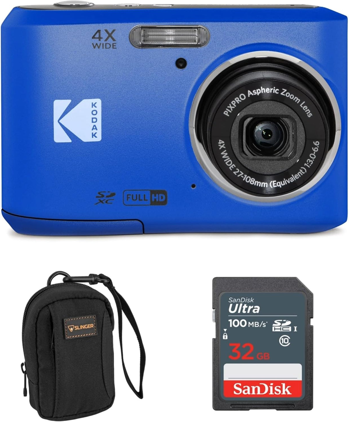 KODAK PIXPRO FZ45-BK 16MP Digital Camera 4X Optical Zoom 27mm Wide Angle 1080P Full HD Video 2.7" LCD Vlogging Camera  Blue