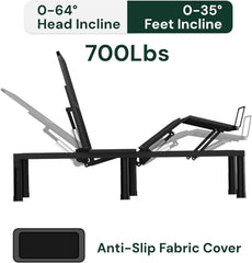 SunsGrove Twin XL Adjustable Bed Frame with Wireless Remote, Zero Gravity, Head & Foot Incline, Anti-Snore, Memory Presets, Quiet Motor, Electric Bed with Adjustable Leg Heights