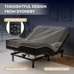 Twin XL Adjustable Bed Base Frame with Wireless Remote + 14 Inch Twin XL Gel Memory Foam Mattress Bed in a Box, Head and Foot Incline, Zero Gravity, Fiberglass Free, 80" × 38"