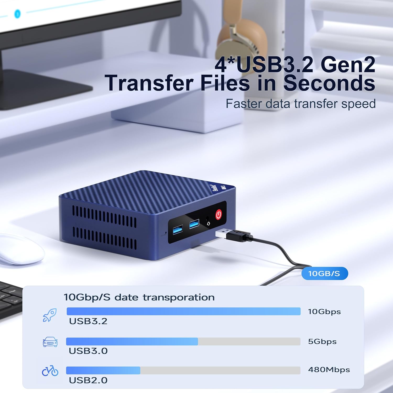 Beelink Mini PC Mini S12 N95 Intel Alder Lake-N95 (up to 3.4GHz) 12GB LPDDR5 500GB SATA3 SSD Mini Desktop Computer  Support 4K@60Hz Dual HDMI Display  2.5G LAN/USB3.2/Low-Power Home/Office Micro PC
