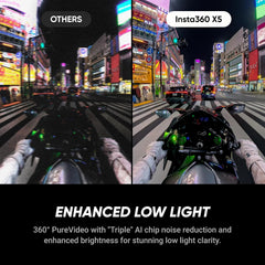 Insta360 X5 - Waterproof 8K 360° Action Camera  Leading Low Light  Invisible Selfie Stick Effect  Rugged and Replaceable Lens  3-Hour Battery  Built-in Wind Guard  Stabilization  Triple AI Chip Design