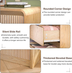 6 Drawer Dresser for Bedroom, Natural Wood Chest of Drawers Wide Versatile Storage Organizer with Fluted Panel for Living Room, Office, hallways, Kitchen Natural 6 Drawer