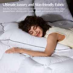 Pacific Coast Down Pillow, Extra Support for Side Sleepers, Firm Supportive, White Goose Down Bed Pillow, 650 Fill Power, 450 Thread Count 100% Jacquard Cotton Shell, Luxury, Queen Size, 1 Pack