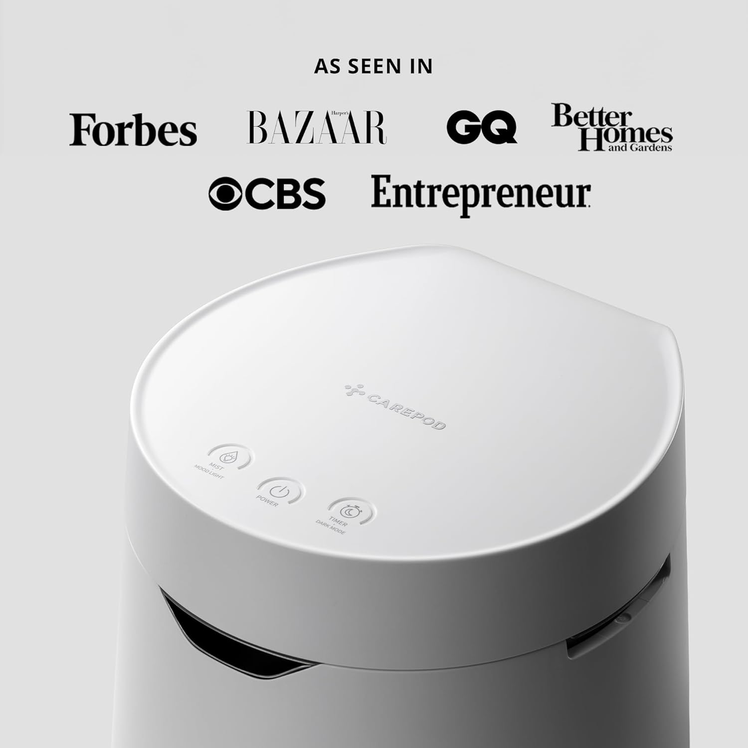 Carepod One Plus Stainless Steel Humidifier for Large Room with Mood Light, Quiet & Safe for Baby, Only 3 Washable Parts, Easy to Clean Ultrasonic Cool Mist Humidifiers for Bedroom for 30Hrs (1Gal/4L)
