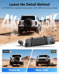 AZDOME PG17 Pro STARVIS 2 Mirror Dash Cam Front and Rear with IMX678  ADAS 12" Rear View Mirror Camera  4K+ 2.5K Dual HDR Dash Camera for Cars  5.8GHz WiFi Car Camera with 128GB Card Voice Control GPS